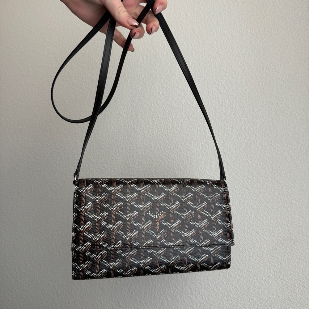 NWT🖤GOYARD🖤Varenne Continental Goyardine Canvas Calfskin Crossbody Bag - Picture 5 of 14